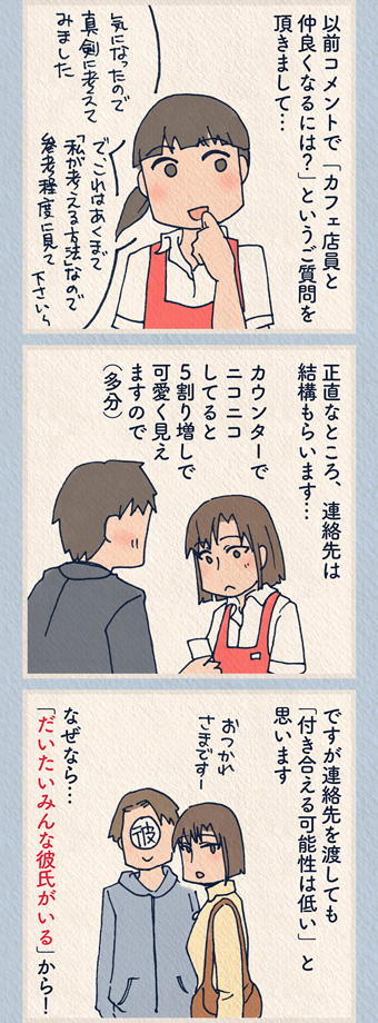 カフェ店長エッセイ その38 お客様がカフェ店員と仲良くなる方法を考えてみた 前編 ぶちねこ堂